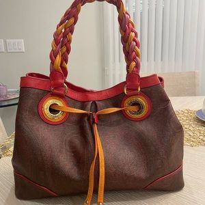 Authentic genuine leather ETRO satchel made in Italy